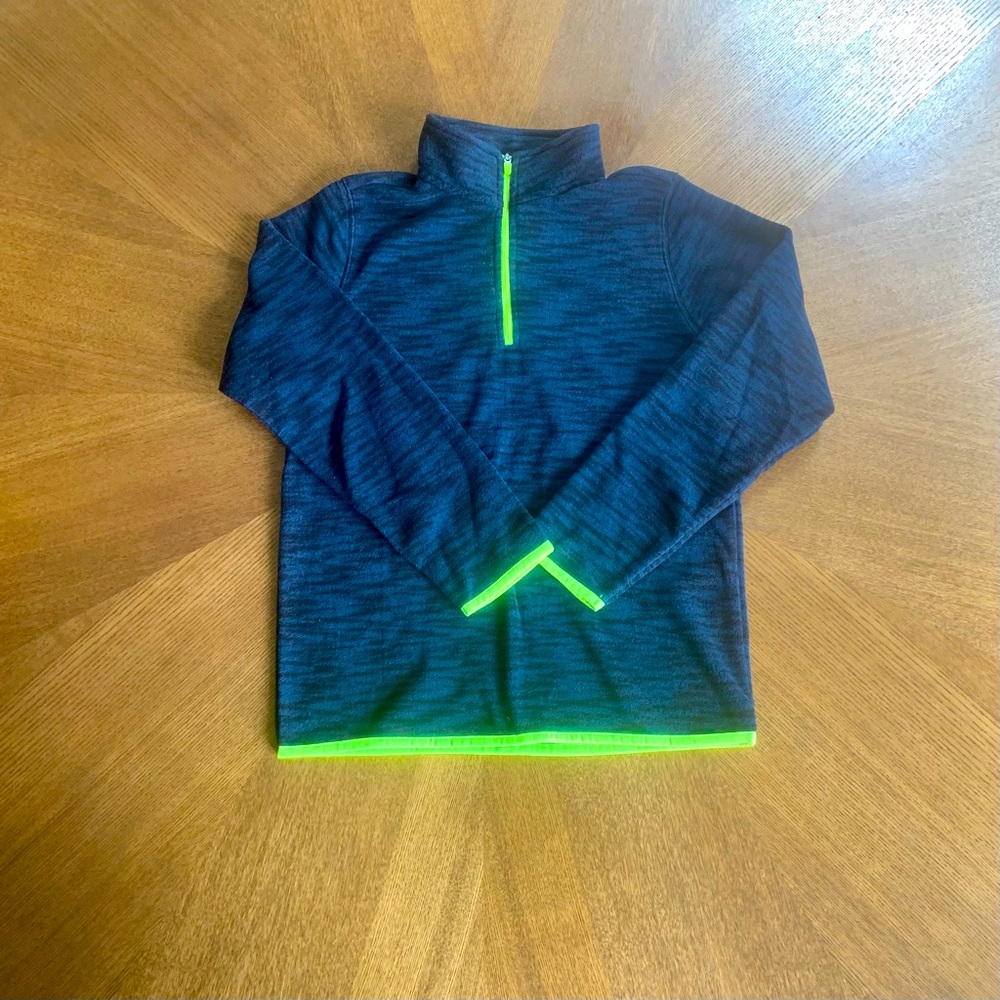TEK GEAR Fleece Half Zip Pullover Navy Neon Yellow M 10/12